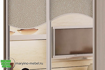 Аурум-3 Кожа шкаф-купе с двумя зеркалами